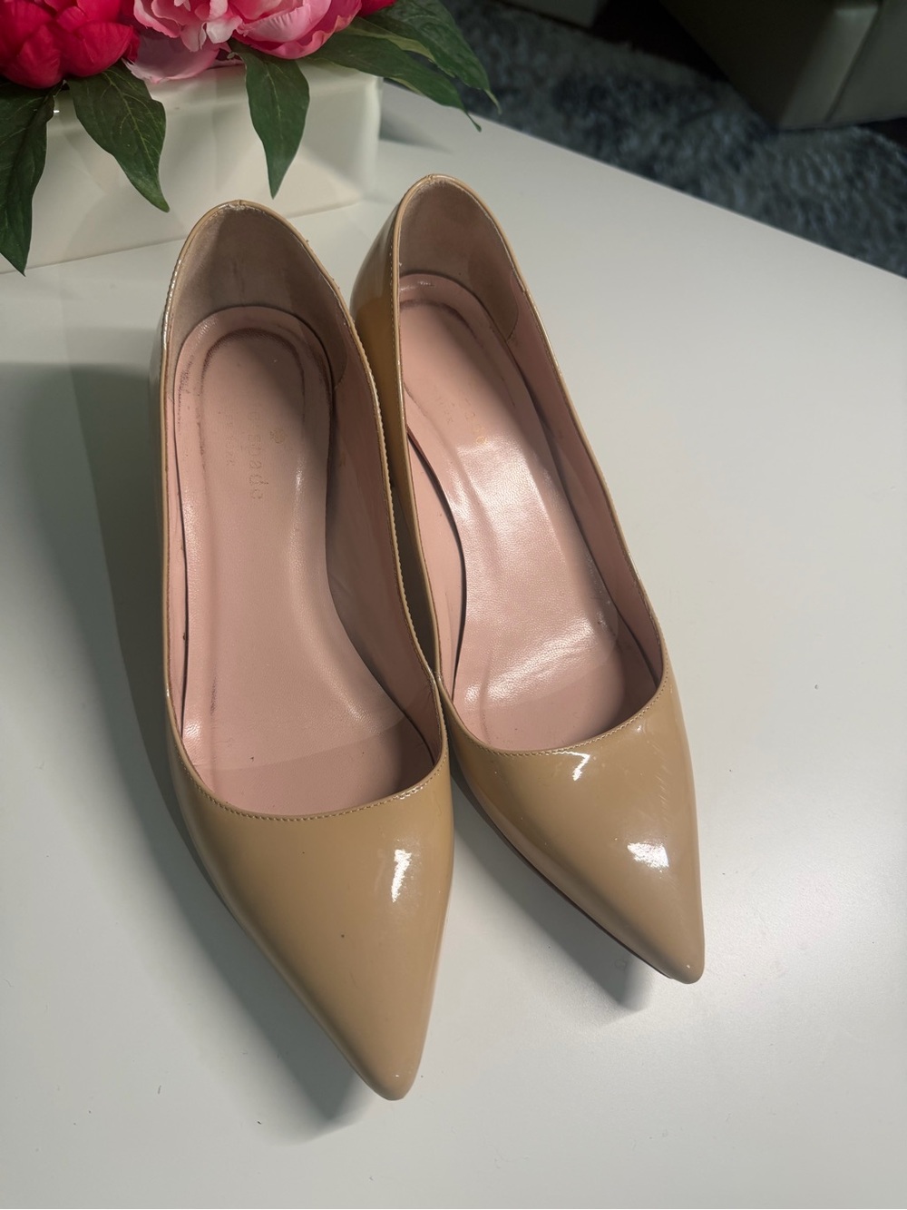 kate spade Beige Patent Pointed-Toe Pumps
